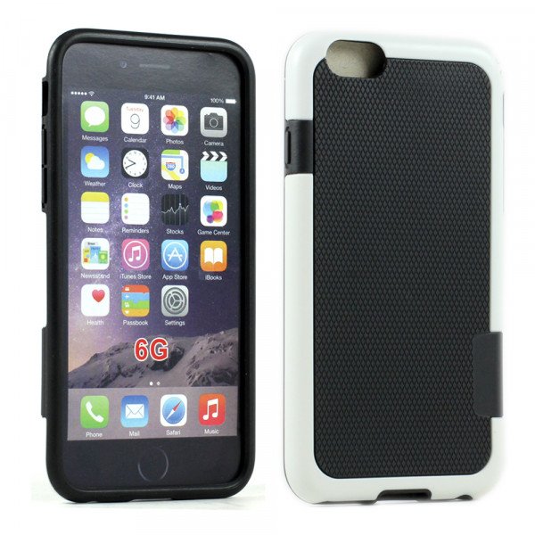 Wholesale Apple iPhone 6 4.7 Slim Tri Color Hybrid Case (Black White)